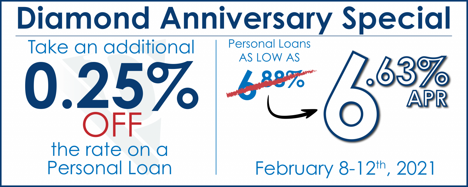 Get a 0.25% DISCOUNT on a Personal Loan from Diamond Valley! This week only!