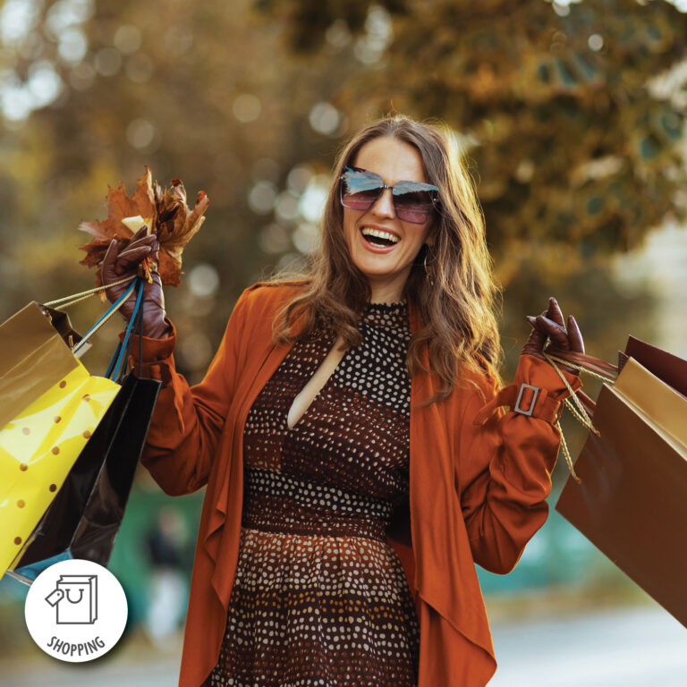 A person holding shopping bags