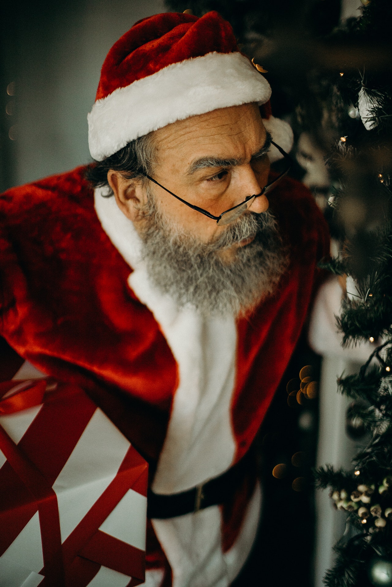 A person in a santa garment